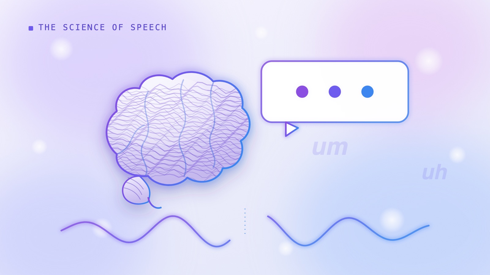 A speech bubble containing three dots, representing a pause and filler words